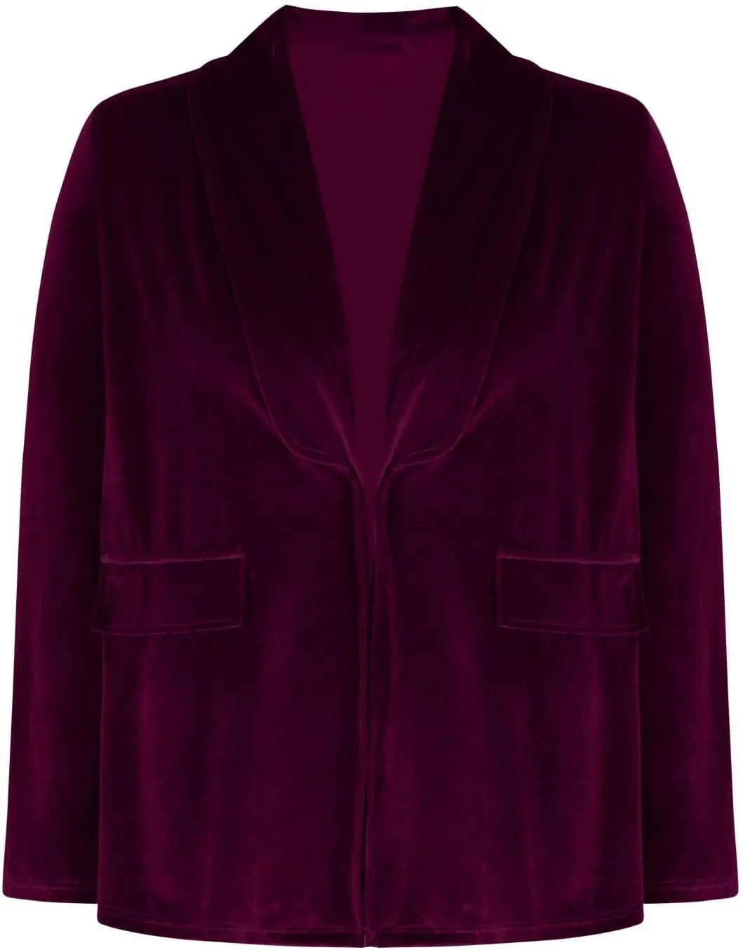 HGps8w Velvet Blazers for Women Vintage Suit Jackets Elegant Open Front Long Sleeve Loose Outerwear with Pockets
