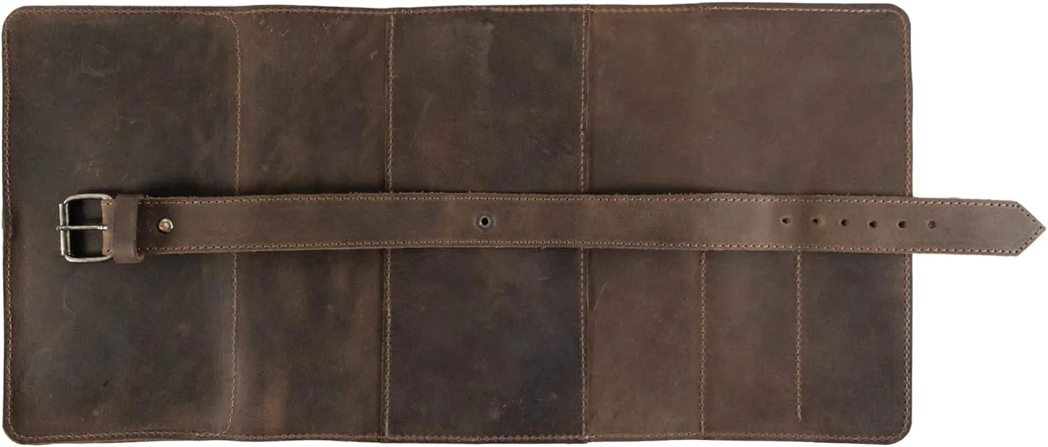 Hide & Drink, Double Pipe Pouch Handmade from Full Grain Leather (Bourbon Brown)
