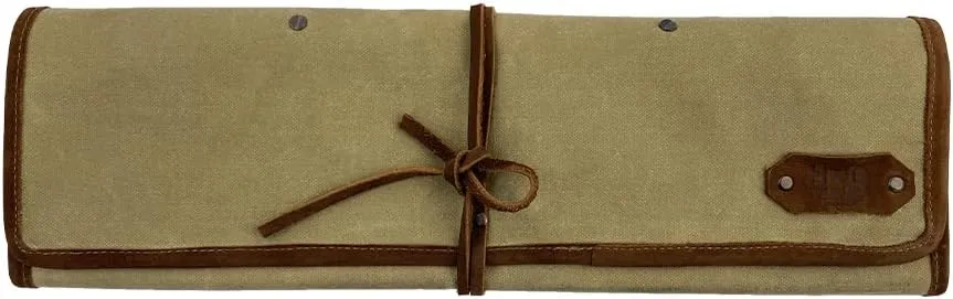 Hide & Drink, Rustic Knife Roll Case (5 pockets), Compact Carry-On Bag for Traveling Chefs & Cooks, Kitchen Tool Storage Organizer, Handmade, Waxed Canvas