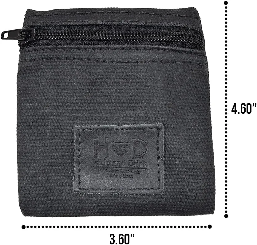 Hide & Drink, Water Resistant Waxed Canvas Condom Pouch, Change Valuables Tech Pocket Purse, Classic Partner Gift, Travel & Honeymoon Essentials, Handmade