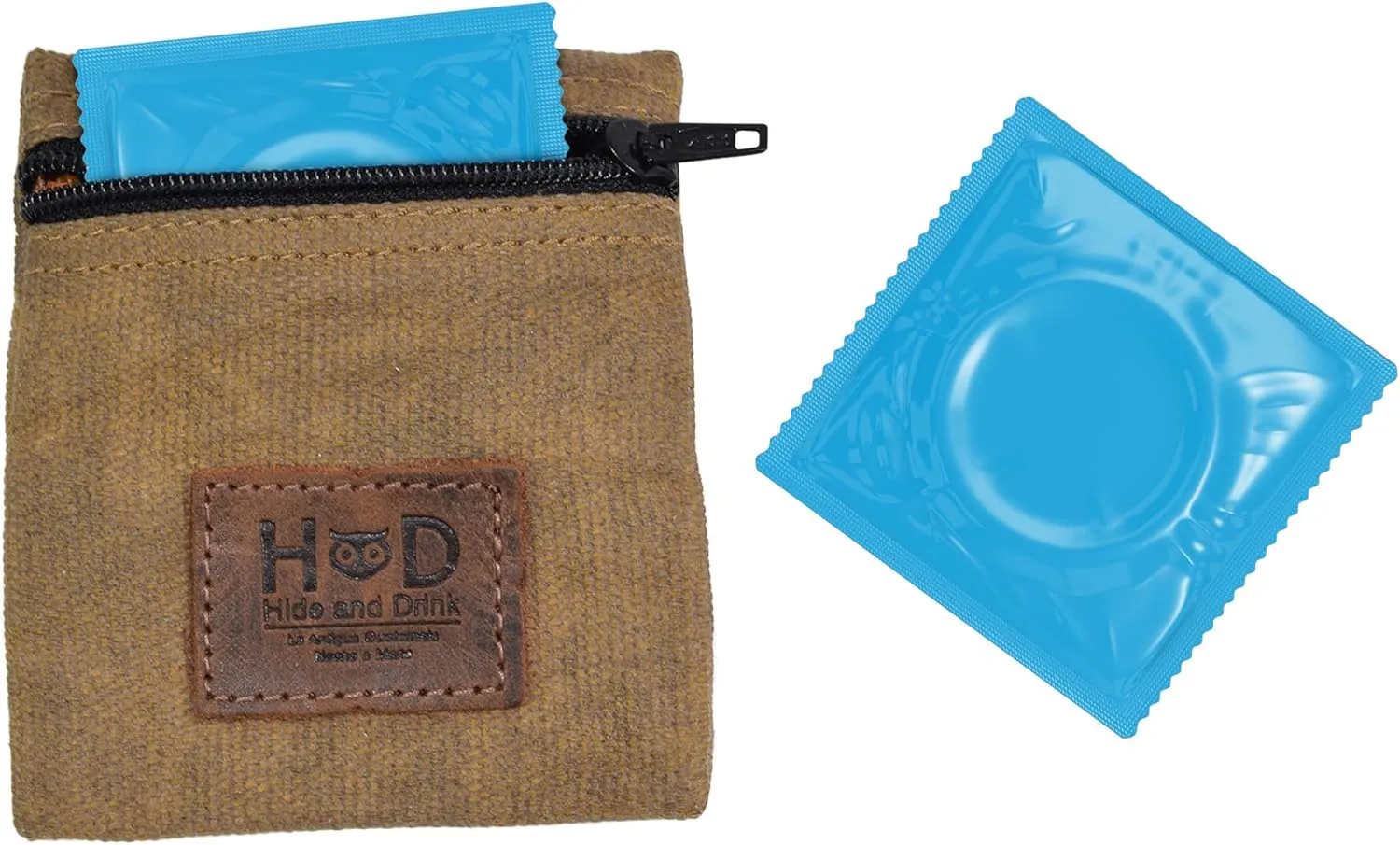 Hide & Drink, Water Resistant Waxed Canvas Condom Pouch, Change Valuables Tech Pocket Purse, Classic Partner Gift, Travel & Honeymoon Essentials, Handmade