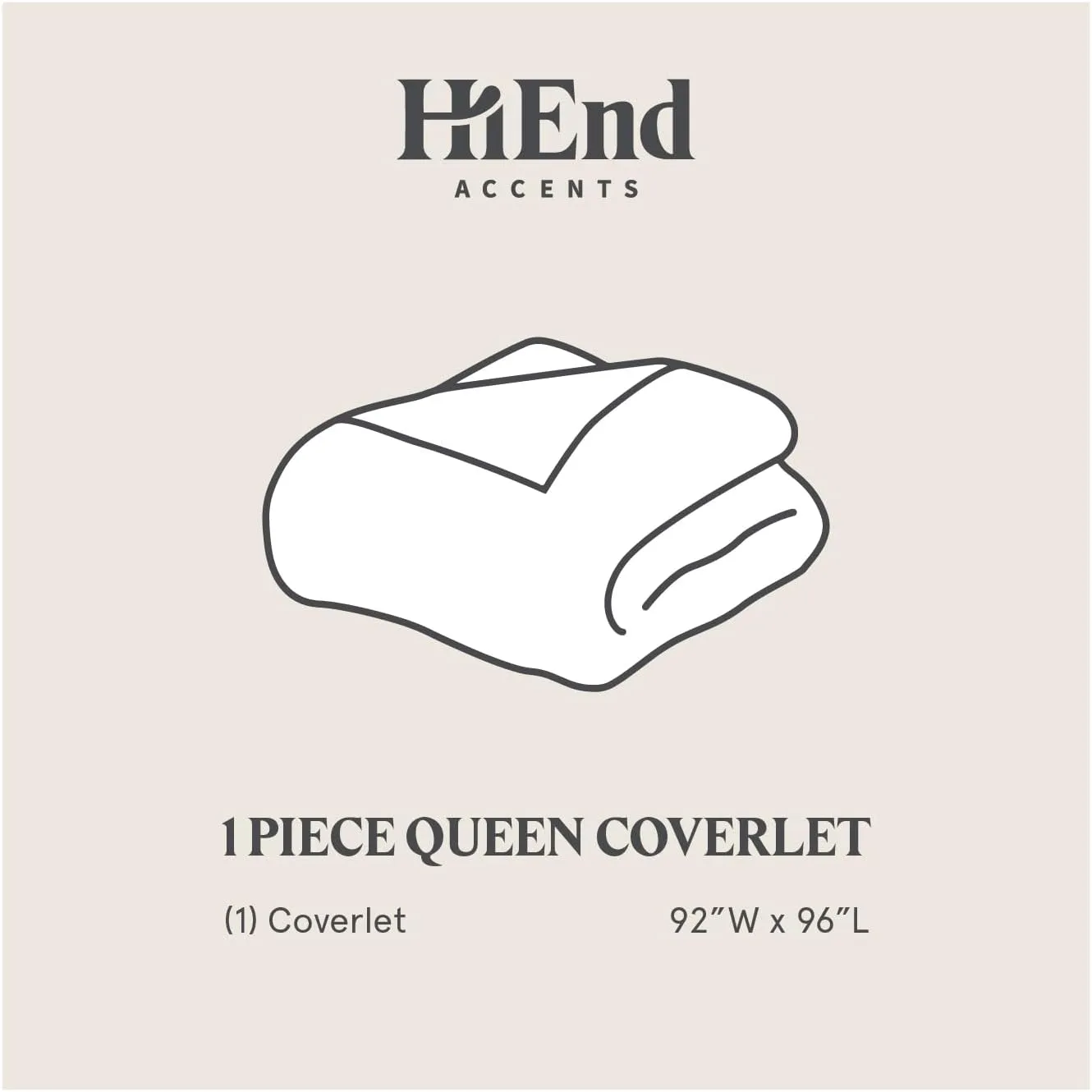HiEnd Accents Stonewashed Cotton Canvas Coverlet, Queen Size, Duffle Bag Solid Color, Soft Lightweight Cotton Coverlet, Oversized Box Stitch Pattern, Classic Chic Casual Modern Rustic Bedspread