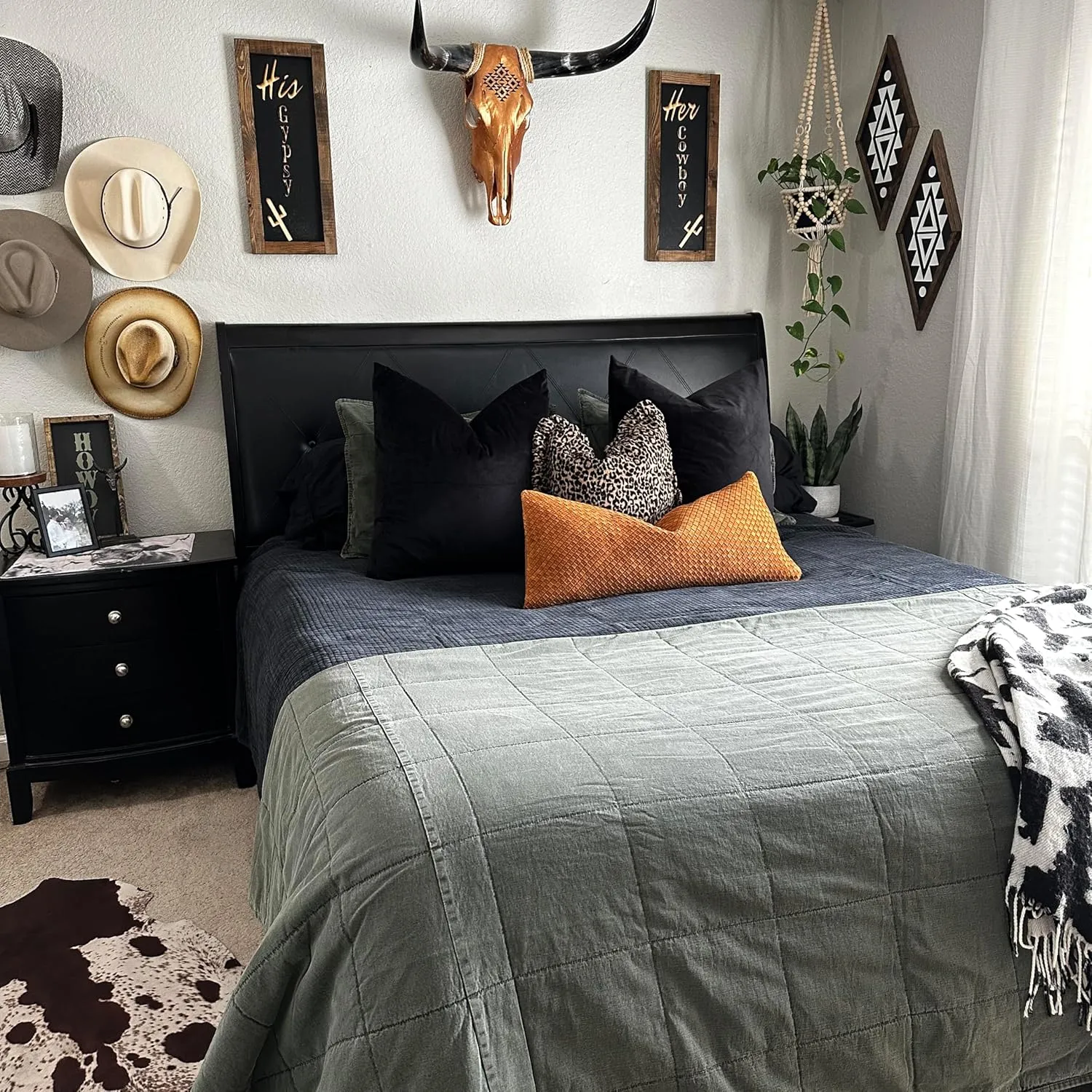 HiEnd Accents Stonewashed Cotton Canvas Coverlet, Queen Size, Duffle Bag Solid Color, Soft Lightweight Cotton Coverlet, Oversized Box Stitch Pattern, Classic Chic Casual Modern Rustic Bedspread