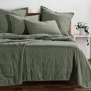 HiEnd Accents Stonewashed Cotton Canvas Coverlet, Queen Size, Duffle Bag Solid Color, Soft Lightweight Cotton Coverlet, Oversized Box Stitch Pattern, Classic Chic Casual Modern Rustic Bedspread