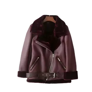 High Quality Woman's Faux Leather Fur Coat