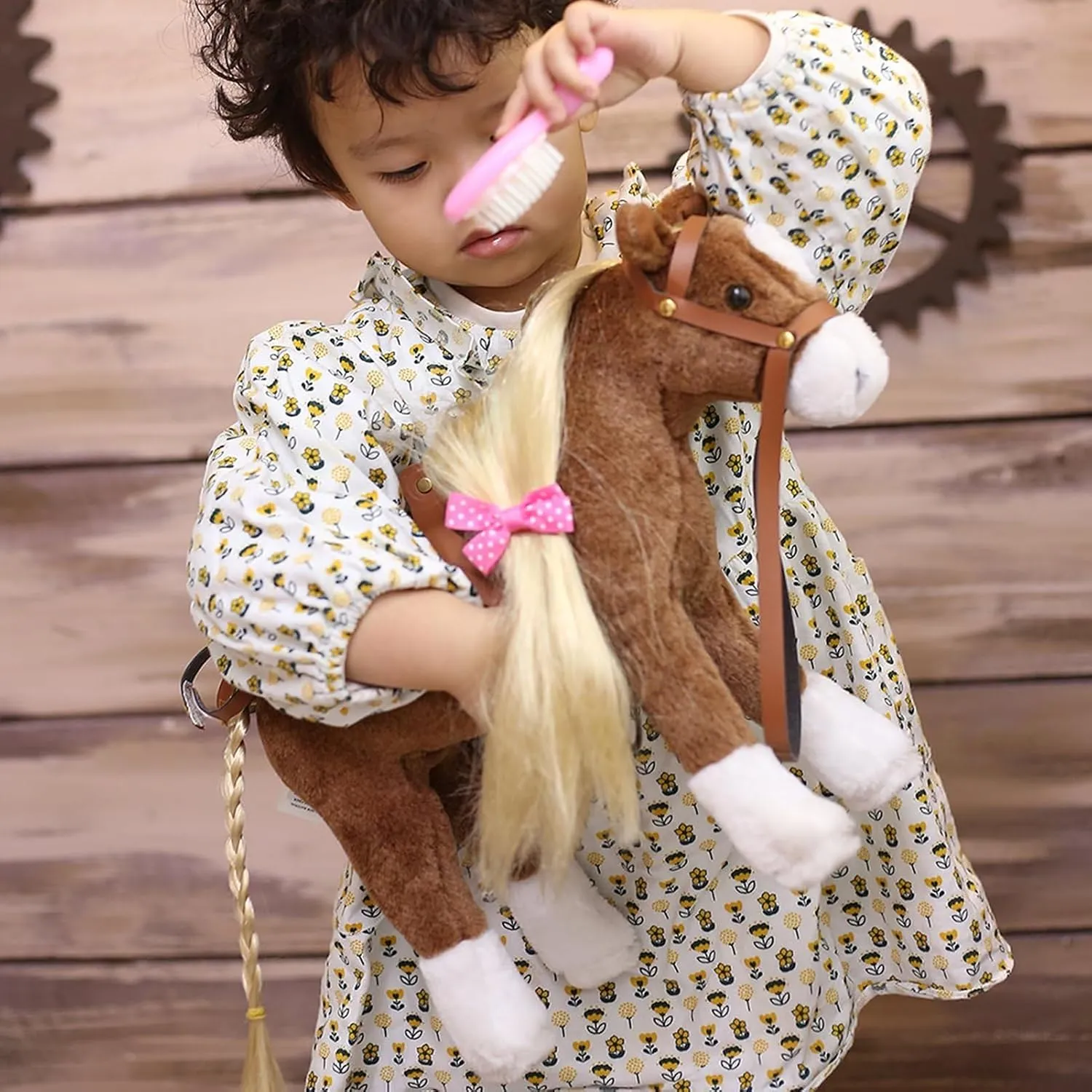 HollyHOME Horse Stuffed Animal Cute Pony Plush Pretend Play Horse Toys for Girls 11 inches Brown