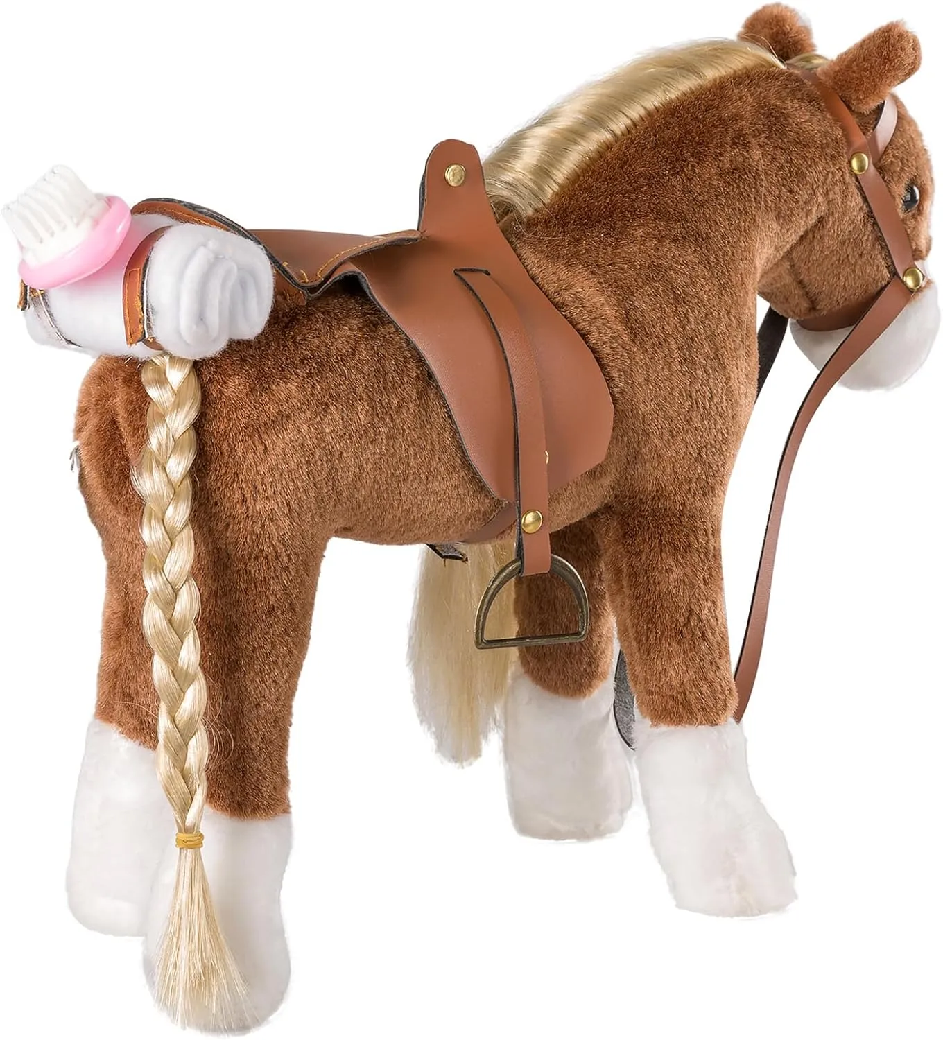 HollyHOME Horse Stuffed Animal Cute Pony Plush Pretend Play Horse Toys for Girls 11 inches Brown