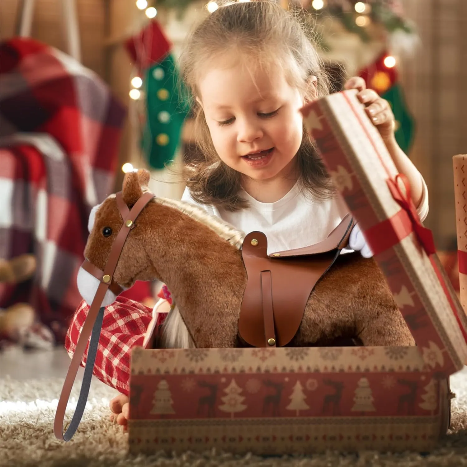 HollyHOME Horse Stuffed Animal Cute Pony Plush Pretend Play Horse Toys for Girls 11 inches Brown
