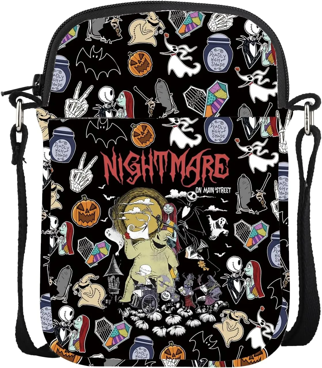 Horror Cartoon Characters Gift Jack And Sally Messenger Bags Nightmare Skeleton Theme Shoulder Bag Halloween Party Gift