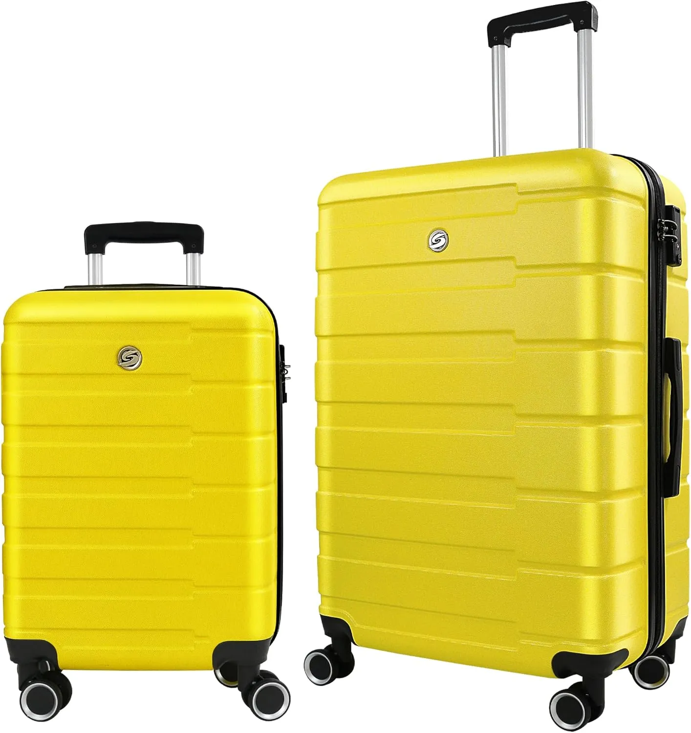 HOUAGI Luggage Sets 2 Piece,20 inch 24 inch Carry on Luggage Airline Approved,ABS Hardside Lightweight Suitcase with 4 Spinner Wheels,2-Piece Set(20/24),Yellow