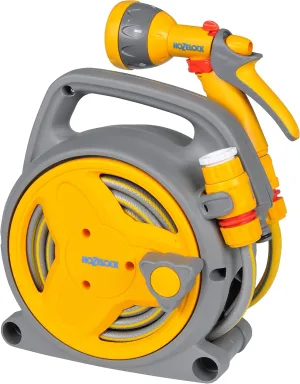 HOZELOCK - Mini Reel "Pico Reel" 10m : Ideal for Patios, Balconies and Small Gardens, Compact Streamlined Reel, Effortless Rewinding, Supplied with 1 Multi Spray Gun: Ready to Use [2425 0000]