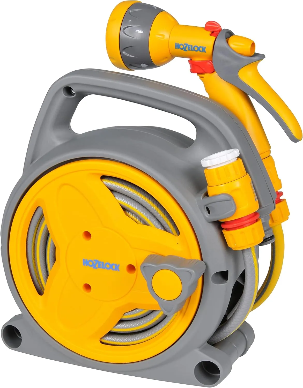 HOZELOCK - Mini Reel "Pico Reel" 10m : Ideal for Patios, Balconies and Small Gardens, Compact Streamlined Reel, Effortless Rewinding, Supplied with 1 Multi Spray Gun: Ready to Use [2425 0000]