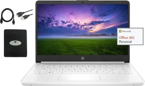 HP 2021 Stream 14" HD Laptop Light-Weight, Intel Celeron N4020(Up tp 2.8GHz), 4GB RAM, 64GB eMMC Storage, Webcam, HDMI, 1 Year Office 365, Google Classroom or Zoom Compatible,w/Accessories
