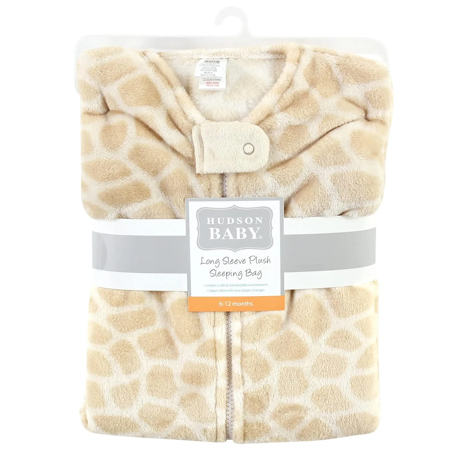 Hudson Baby Unisex Baby Plush Sleeping Bag, Sack, Blanket, Long-Sleeve Giraffe, 0-6 Months