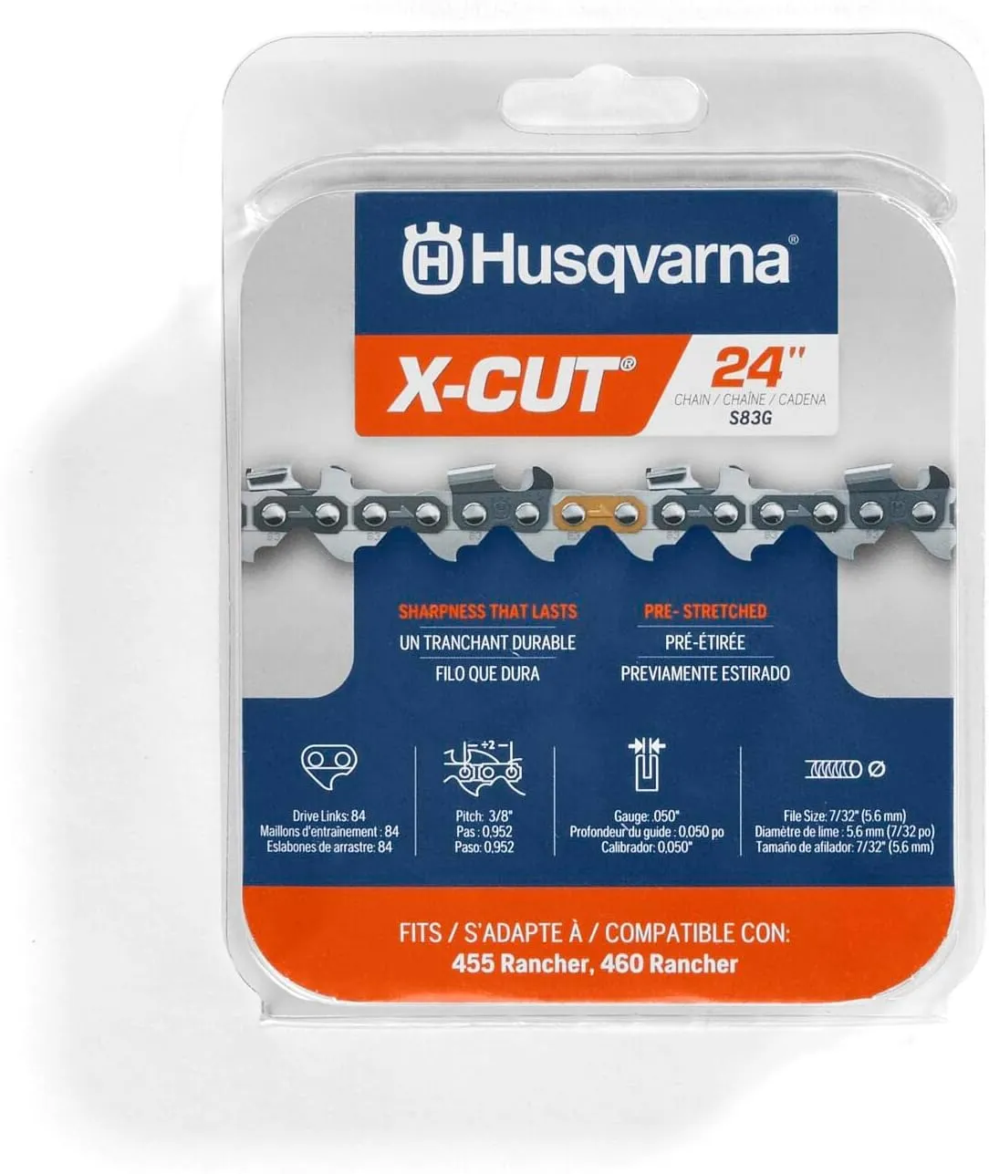Husqvarna S83G 24 Chainsaw chain, 3/8'' Pitch, .050 Guage, 84 DL