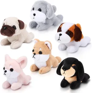 HyDren 6 Pcs Mini Puppy Stuffed Animals Small Dog Plush Bulk Puppies Realistic Cute Dog Toys Soft Plush Adopt a Pet Stuffed Animal Puppy Party Favor for Animal Birthday Party Gifts(Cute Style)