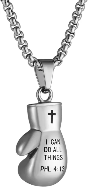 HZMAN Men Women Punk Stainless Steel Boxing Glove Chain Pendant Necklace