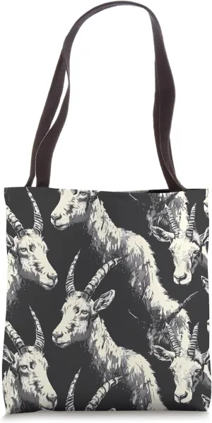 Ibex Duotone Animal Wildlife Pattern Tote Bag