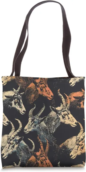 Ibex Duotone Animal Wildlife Pattern Tote Bag
