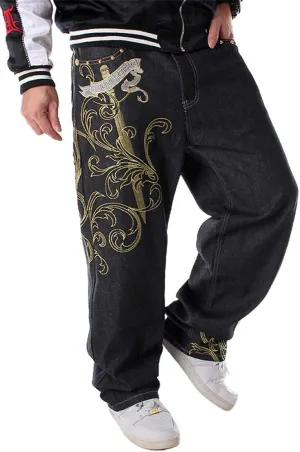IDEALSANXUN Baggy Jeans Men Casual Embroidery Hip Hop Loose Fit Y2k Jeans