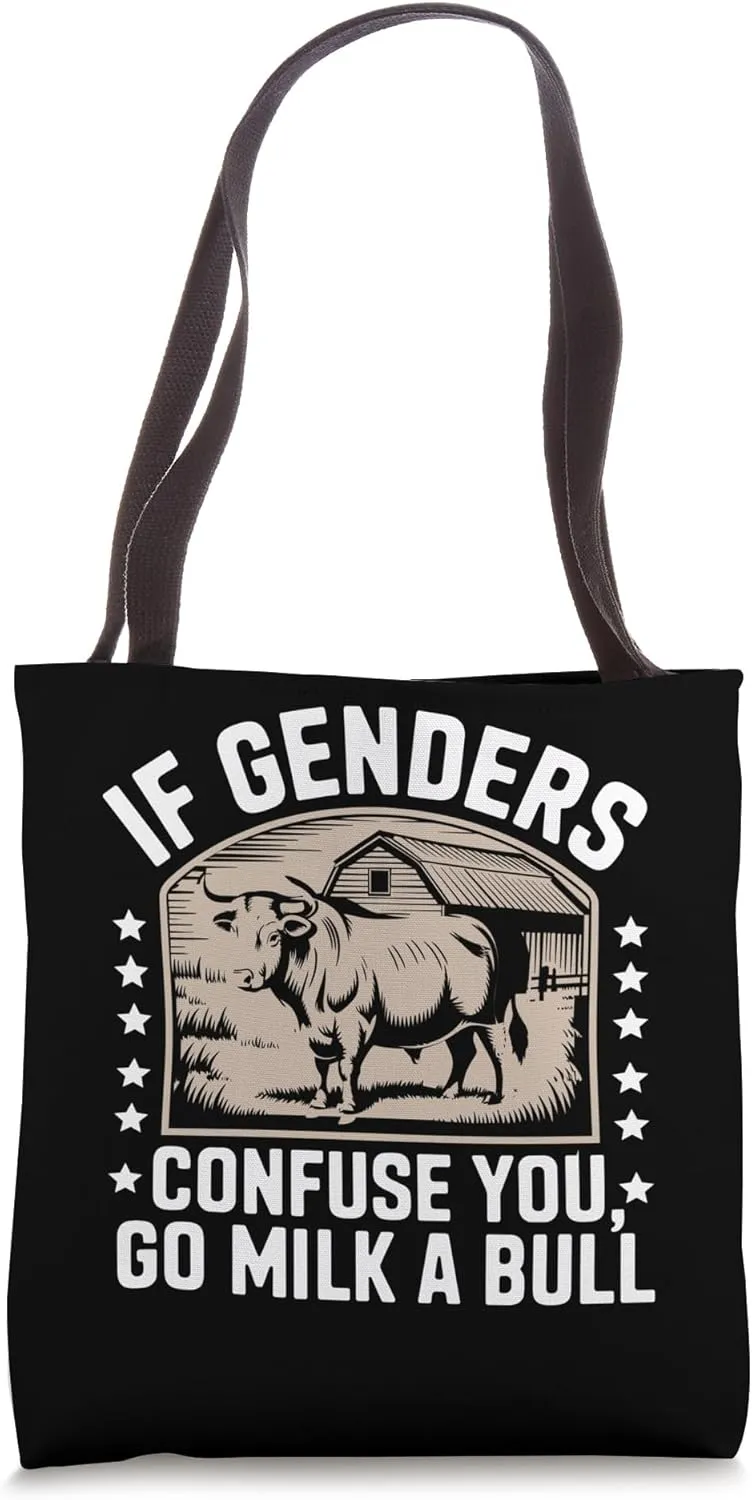 If Genders Confuse You Go Milk A Bull Tote Bag