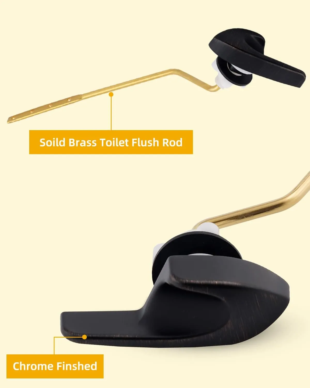 iFealClear Universal Brass Toilet Tank Flush Lever Handle, Side/Angle Mount Toilet Trip Lever Compatible with Kohler K-GP30324-CP, Stainless Steel Chain, Oil Rubbed Bronze