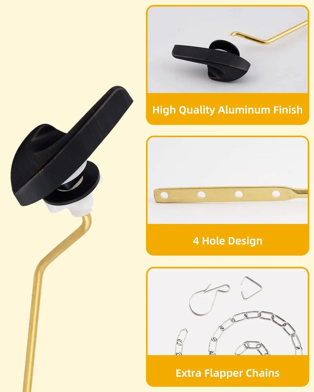 iFealClear Universal Brass Toilet Tank Flush Lever Handle, Side/Angle Mount Toilet Trip Lever Compatible with Kohler K-GP30324-CP, Stainless Steel Chain, Oil Rubbed Bronze