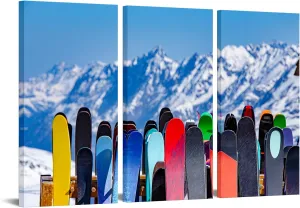 iKNOW FOTO Canvas Set of 3 Snowboard Canvas Prints Ski Winter Sports Wall Art Landscape Picture Framed Artwork for Home Decor Ready to Hang Each Size 12x24