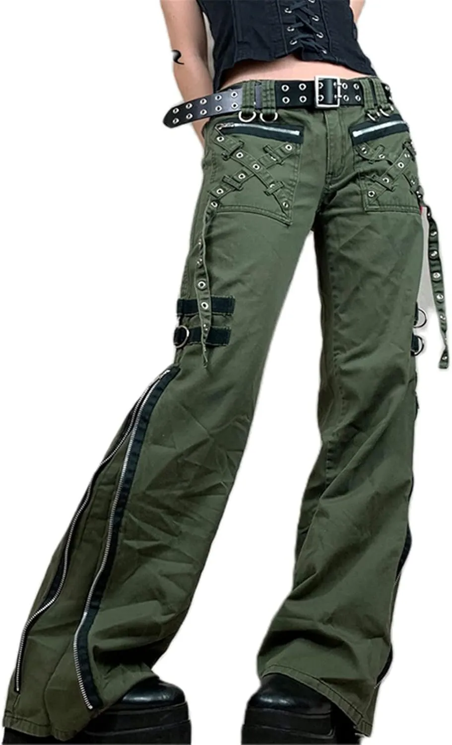 Indie Aesthetics Jeans for Women Gothic Punk Wide Leg Long Length Denim Pants Y2k Loose Casual Jeans Streetwear