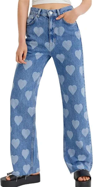 Indie Aesthetics Jeans for Women Gothic Punk Wide Leg Long Length Denim Pants Y2k Loose Casual Jeans Streetwear