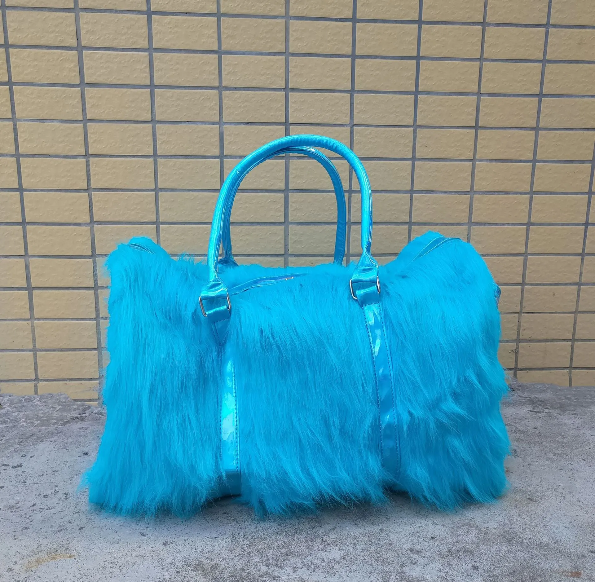 Innovative Long Furry Plush Pink Single Travel Bags