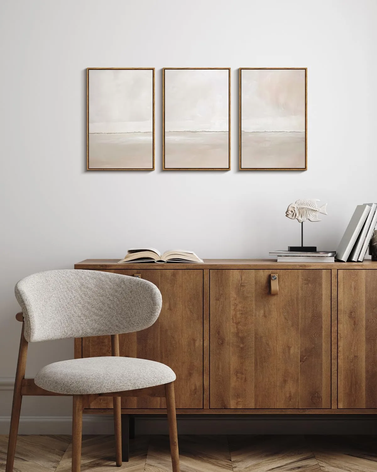 InSimSea 3 Pcs Framed Canvas Wall Art, Living Room Neutral Abstract Art, Bedroom Wall Decor Above Bed, Modern Beige Earthy Decor, 16x24inch, Set of 3