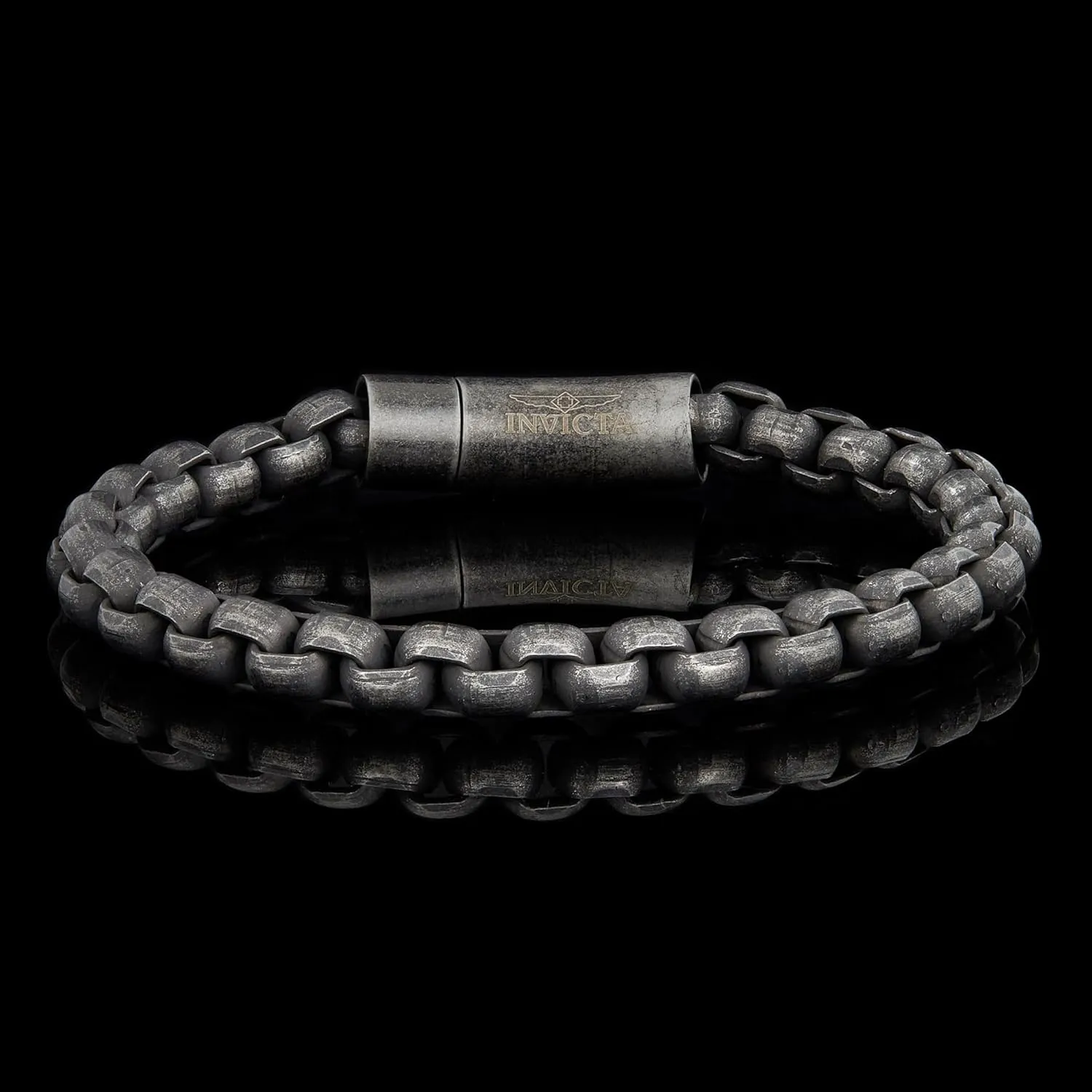Invicta Bracelet for Men, Stainless Steel Chain Jewelry, Polished Box Links, 8mm, 9"