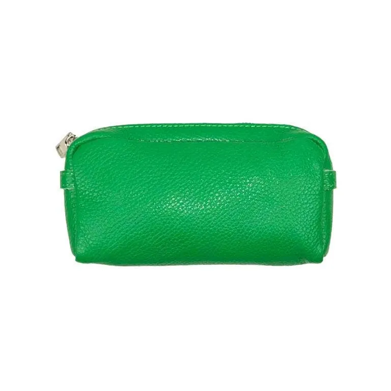 Italian Leather Solid Zipper Pouch