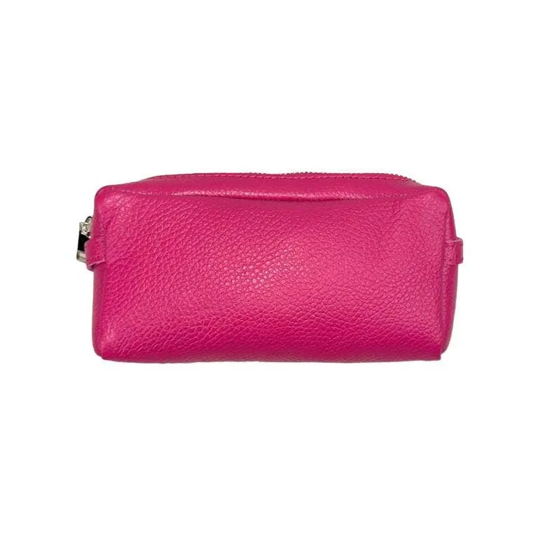 Italian Leather Solid Zipper Pouch