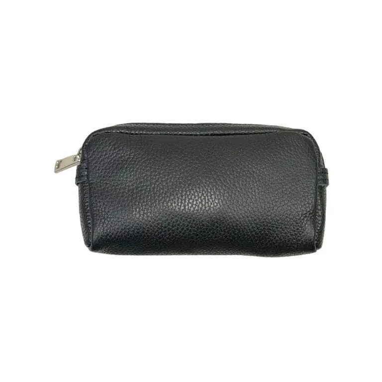 Italian Leather Solid Zipper Pouch