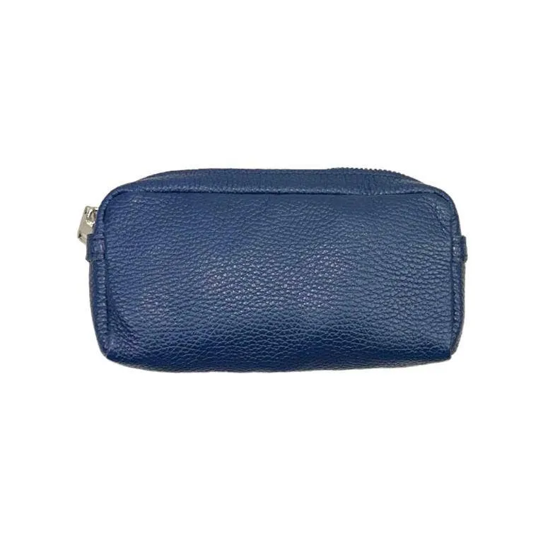 Italian Leather Solid Zipper Pouch