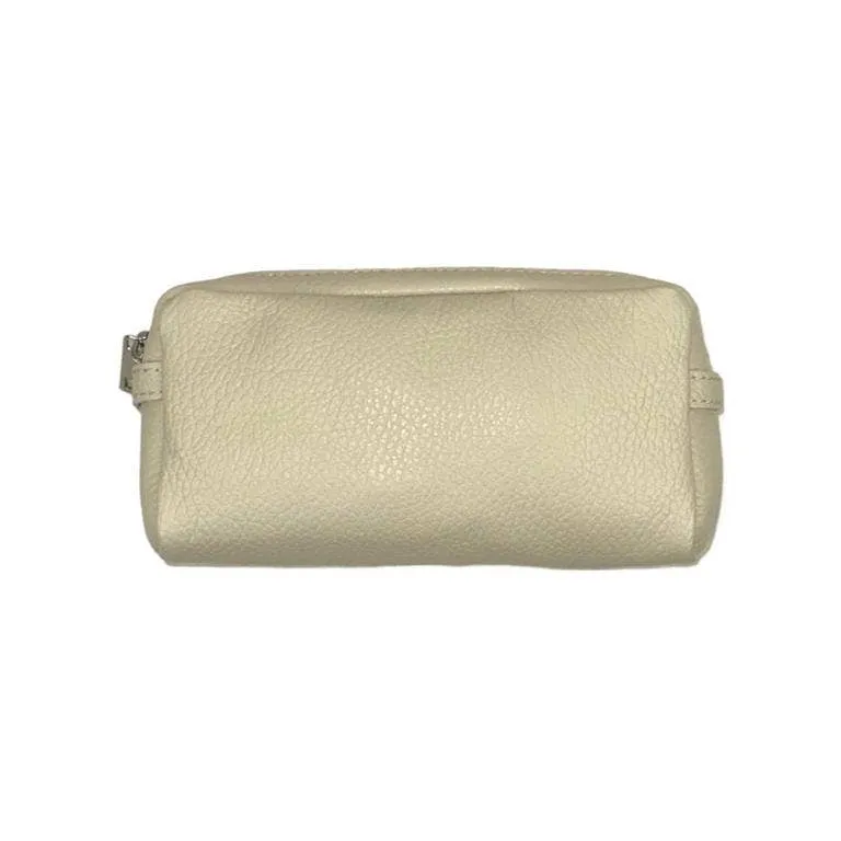 Italian Leather Solid Zipper Pouch