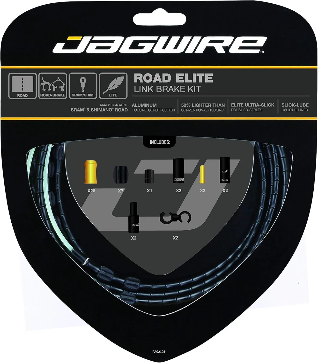 Jagwire JW-RCK700 Road Elite Link Brake Kit Cable, Black, One Size