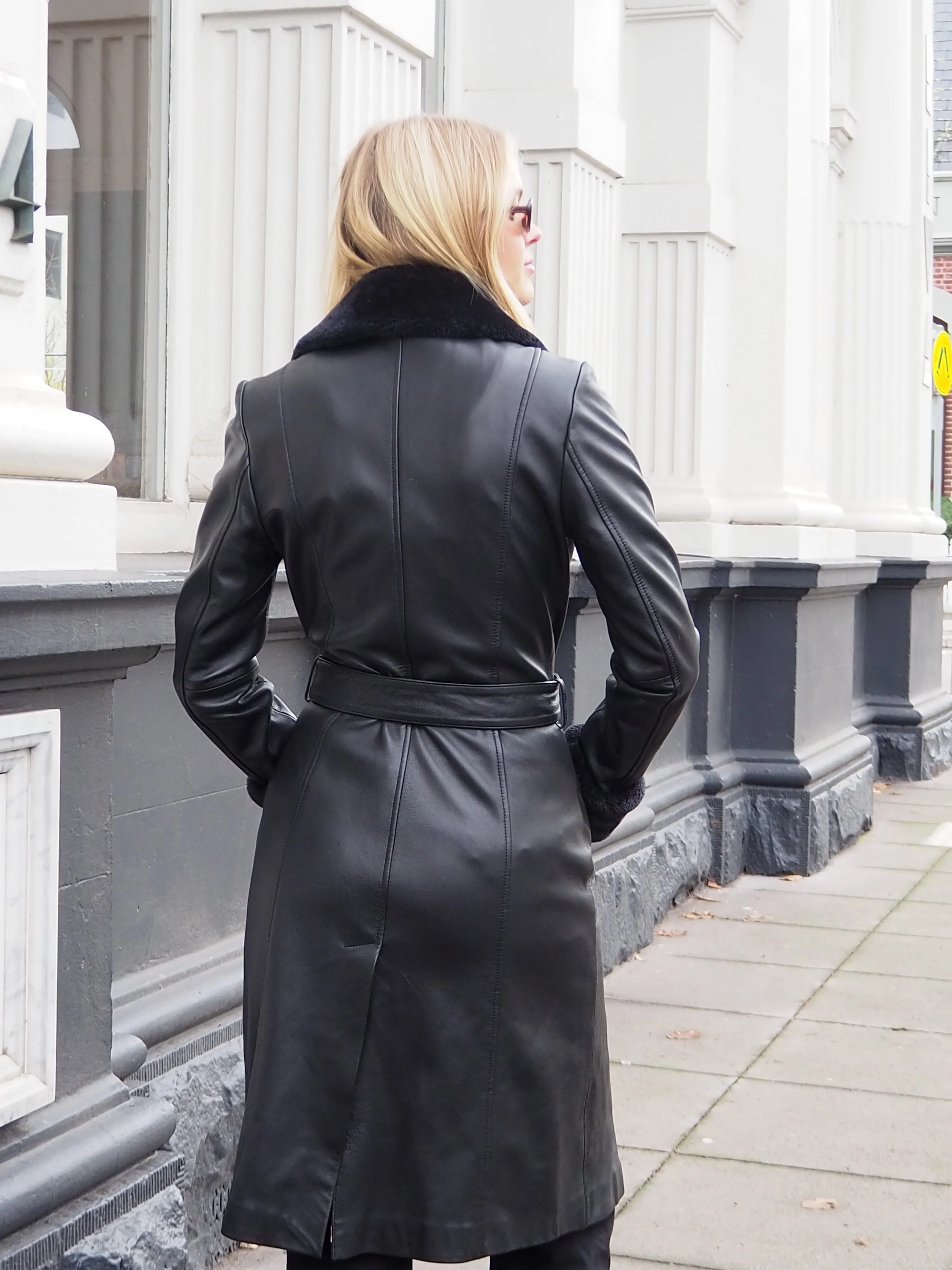 Janis Faux Fur Trimmed Trench | Black
