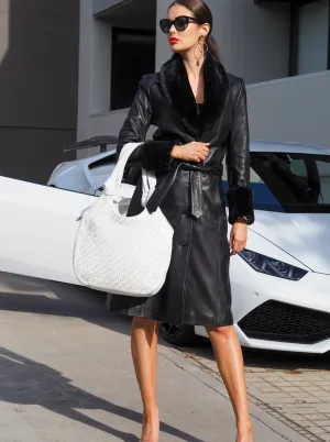 Janis Faux Fur Trimmed Trench | Black