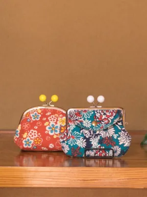 Japanese Flower HANPU Double Clasp Purse