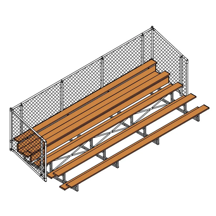 Jaypro Sports Bleacher - Aluminum Bleachers with Chain Link, Powder Coated - Five Rows - 21' L ( BLCH-521CPC)