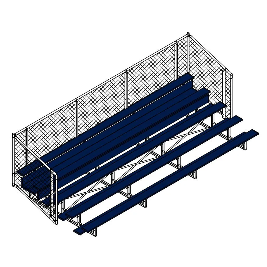 Jaypro Sports Bleacher - Aluminum Bleachers with Chain Link, Powder Coated - Five Rows - 21' L ( BLCH-521CPC)