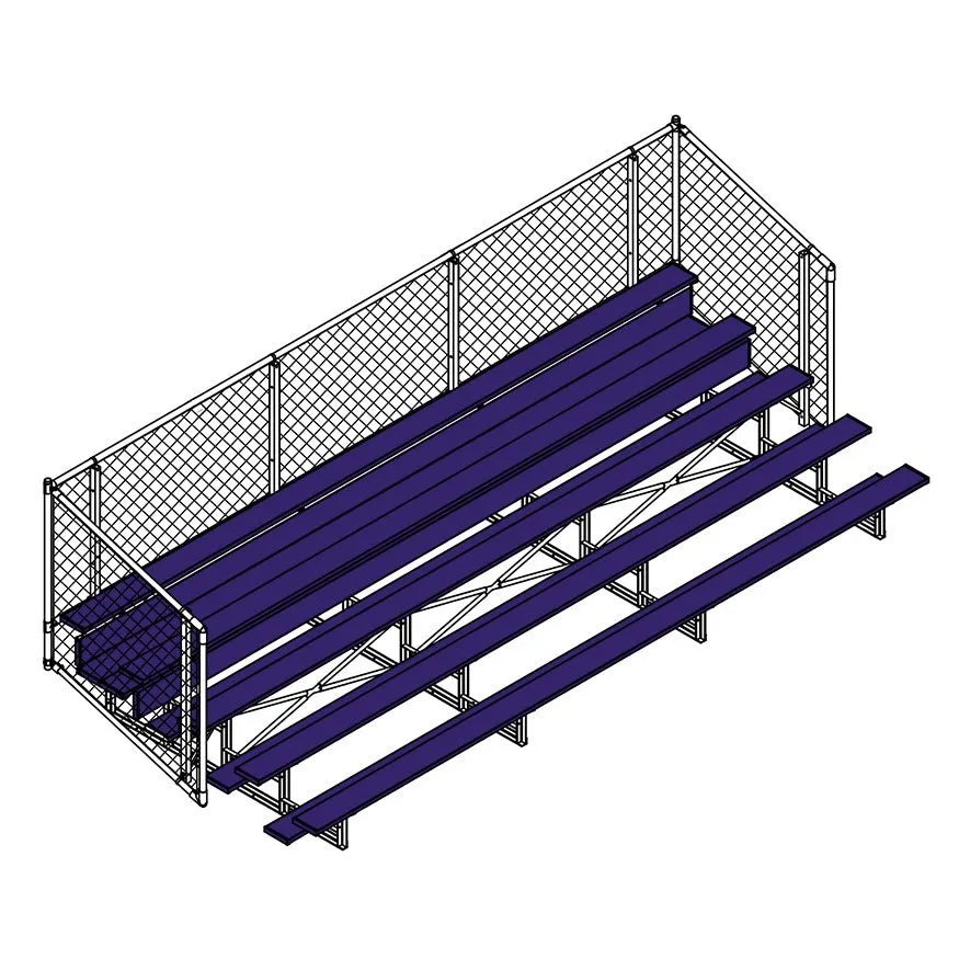 Jaypro Sports Bleacher - Aluminum Bleachers with Chain Link, Powder Coated - Five Rows - 21' L ( BLCH-521CPC)