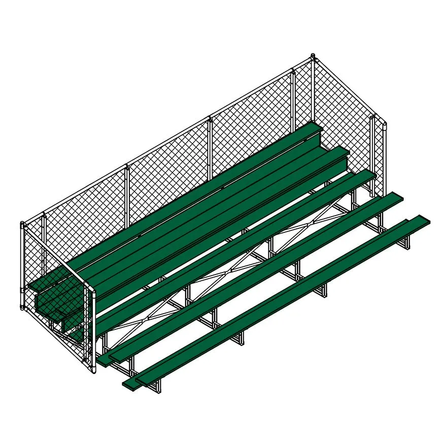 Jaypro Sports Bleacher - Aluminum Bleachers with Chain Link, Powder Coated - Five Rows - 21' L ( BLCH-521CPC)