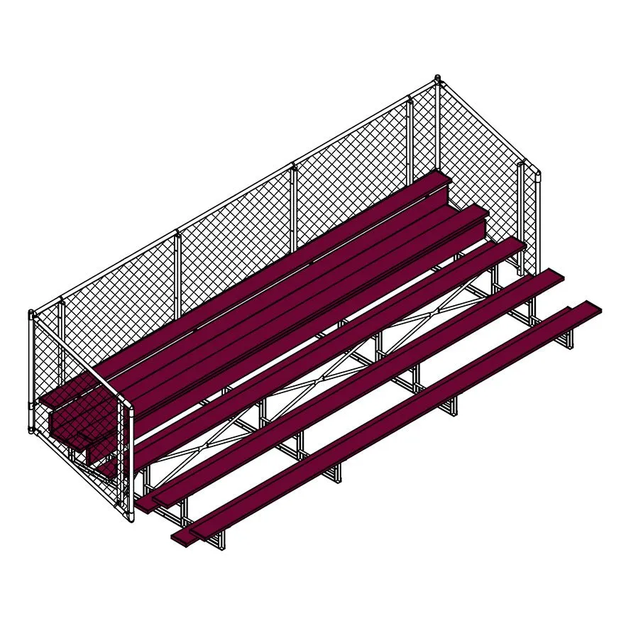 Jaypro Sports Bleacher - Aluminum Bleachers with Chain Link, Powder Coated - Five Rows - 21' L ( BLCH-521CPC)