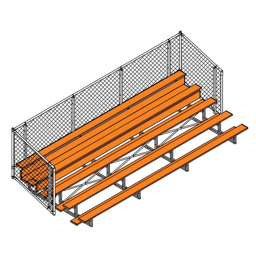 Jaypro Sports Bleacher - Aluminum Bleachers with Chain Link, Powder Coated - Five Rows - 21' L ( BLCH-521CPC)