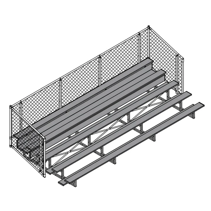 Jaypro Sports Bleacher - Aluminum Bleachers with Chain Link, Powder Coated - Five Rows - 21' L ( BLCH-521CPC)