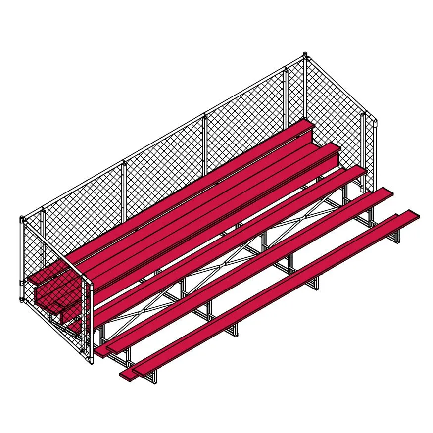 Jaypro Sports Bleacher - Aluminum Bleachers with Chain Link, Powder Coated - Five Rows - 21' L ( BLCH-521CPC)